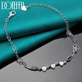 925 Silver Heart Chain Bracelet Wedding Charm Jewelry