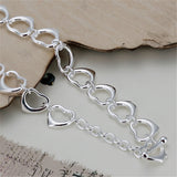925 Sterling Silver Heart Chain Bracelet Wedding Engagement Charm Party Jewelry
