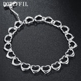925 Sterling Silver Heart Chain Bracelet Wedding Engagement Charm Party Jewelry