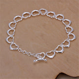 925 Sterling Silver Heart Chain Bracelet Wedding Engagement Charm Party Jewelry