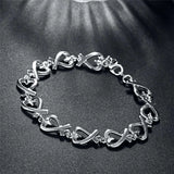925 Sterling Silver Heart Chain Bracelet for Women