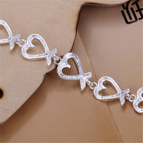 925 Sterling Silver Heart Chain Bracelet for Women