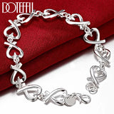 925 Sterling Silver Heart Chain Bracelet for Women