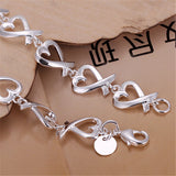 925 Sterling Silver Heart Chain Bracelet for Women