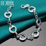 925 Sterling Silver Heart Chain Bracelet Women Wedding Jewelry