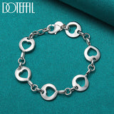 925 Sterling Silver Heart Chain Bracelet Women Wedding Jewelry