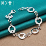 925 Sterling Silver Heart Chain Bracelet Women Wedding Jewelry