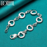 925 Sterling Silver Heart Chain Bracelet Women Wedding Jewelry