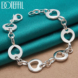 925 Sterling Silver Heart Chain Bracelet Women Wedding Jewelry