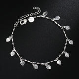 925 Silver Leaf Chain Bracelet Women Wedding Party Jewelry