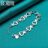 925 Silver Heart Chain Bracelet Women's Wedding Party Charm Jewelry
