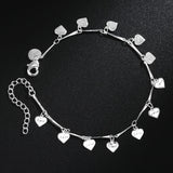 925 Silver Full Love Heart Pendant Bracelet Chain for Women