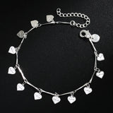 925 Silver Full Love Heart Pendant Bracelet Chain for Women