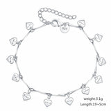 925 Silver Full Love Heart Pendant Bracelet Chain for Women