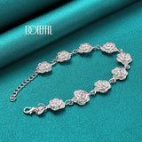 925 Silver Rose Flower Chain Bracelet Wedding Jewelry
