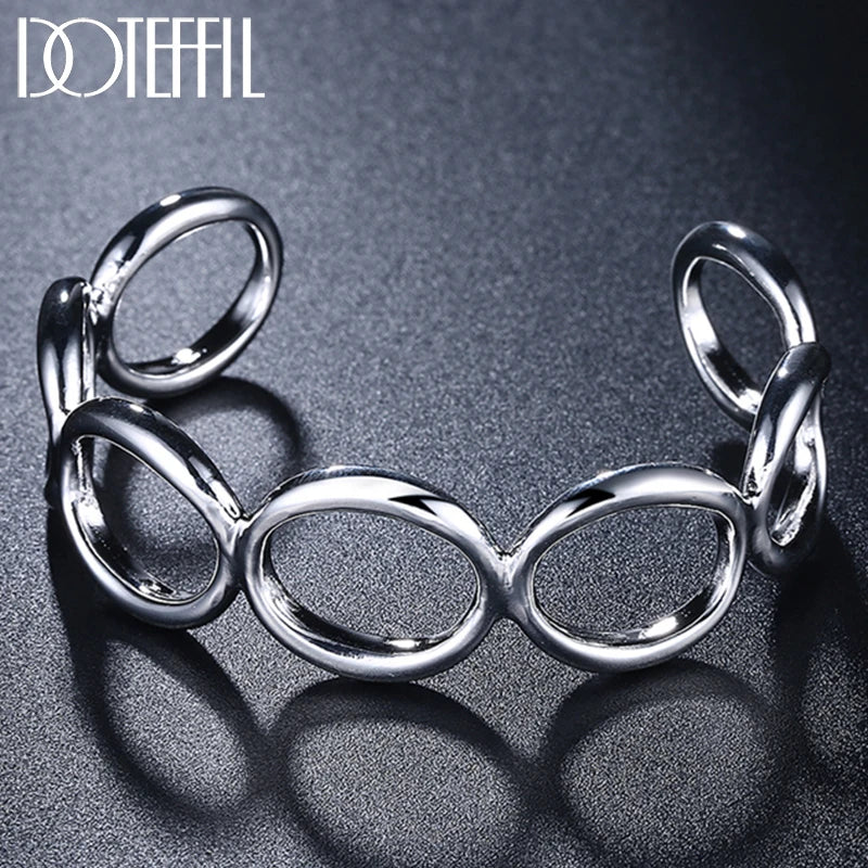 925 Silver O Bangle Bracelet Wedding Engagement Jewelry