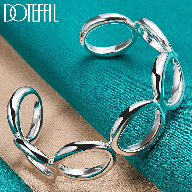 925 Silver Full Round O Bangle Bracelet Wedding Engagement Charm Party