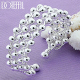 925 Silver Smooth Beads Bangle Bracelet Wedding Engagement Charm Party Jewelry
