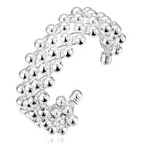 925 Silver Smooth Beads Bangle Bracelet Wedding Engagement Jewelry