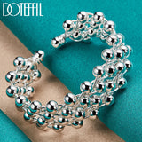 925 Silver Smooth Beads Bangle Bracelet Wedding Engagement Charm Party Jewelry