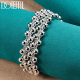 925 Silver Smooth Beads Bangle Bracelet Wedding Engagement Jewelry