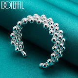 925 Silver Smooth Beads Bangle Bracelet Wedding Engagement Jewelry