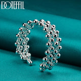 925 Silver Smooth Beads Bangle Bracelet Wedding Engagement Charm Party Jewelry