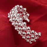 925 Silver Smooth Beads Bangle Bracelet Wedding Charm Jewelry