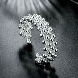 925 Silver Smooth Beads Bangle Bracelet Wedding Charm Jewelry