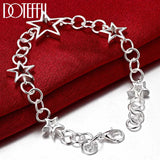 925 Silver Star Chain Bracelet Woman Charm Jewelry