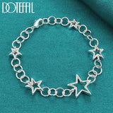 925 Silver Star Chain Bracelet Woman Charm Jewelry