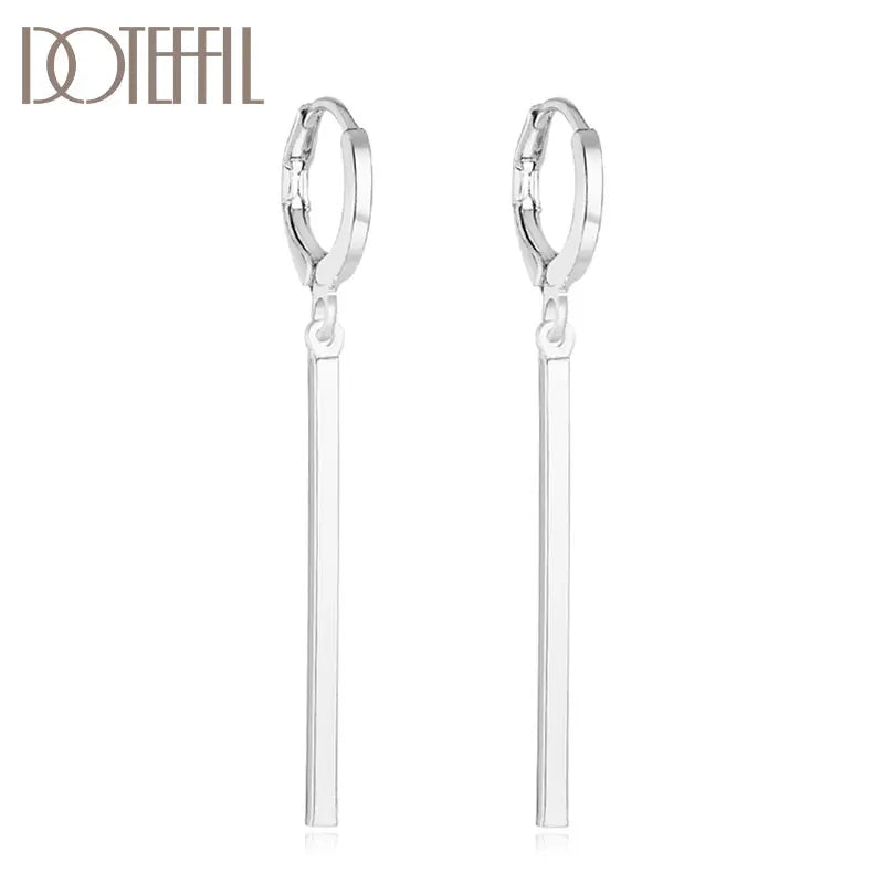 925 Silver Geometric Drop Earrings Wedding Party Jewelry