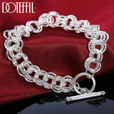 925 Silver Geometric Circle Bracelet Chain for Women