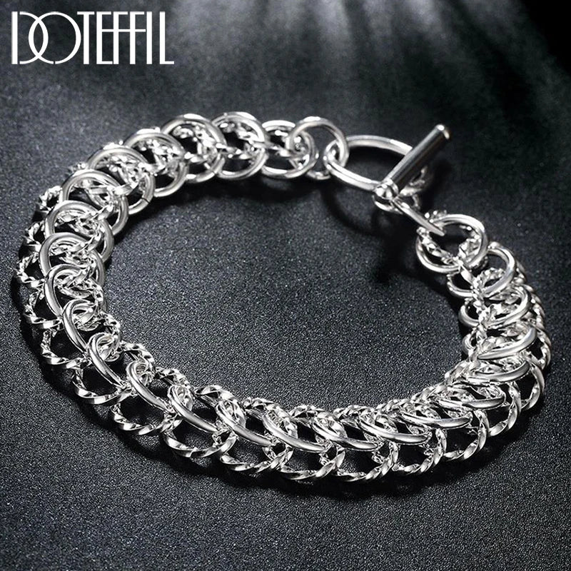 925 Silver Geometric Circle Bracelet Wedding Jewelry