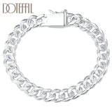 925 Silver Sideways 10mm Square Buckle Bracelet Chain for Wedding