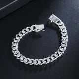 925 Silver Sideways 10mm Square Buckle Bracelet Chain for Wedding