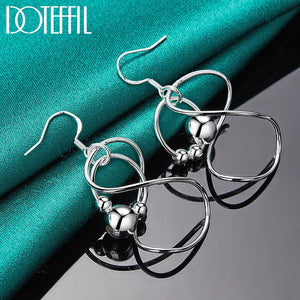 925 Silver Geometric Beads Earrings for Women