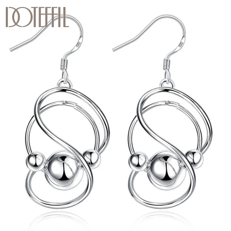 925 Silver Geometric Smooth Beads Earrings for Women