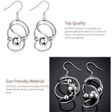 925 Silver Geometric Smooth Beads Earrings for Women