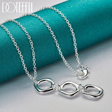 925 Silver Geometric Square Round Pendant Necklace 16-30 Inch Chain