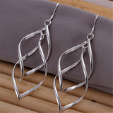925 Silver Geometric Surround Twist Drop Earrings For Women