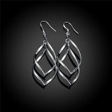 925 Silver Geometric Surround Twist Drop Earrings For Women