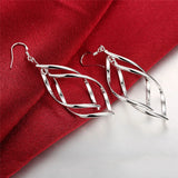 925 Silver Geometric Surround Twist Drop Earrings For Women