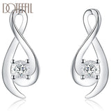 925 Silver Zircon Wedding Stud Earrings Charm Jewelry