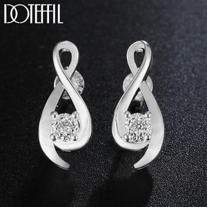 925 Silver Zircon Wedding Stud Earrings Charm Jewelry