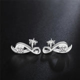 925 Silver Zircon Wedding Stud Earrings Charm Jewelry