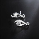 925 Silver Zircon Wedding Stud Earrings Charm Jewelry