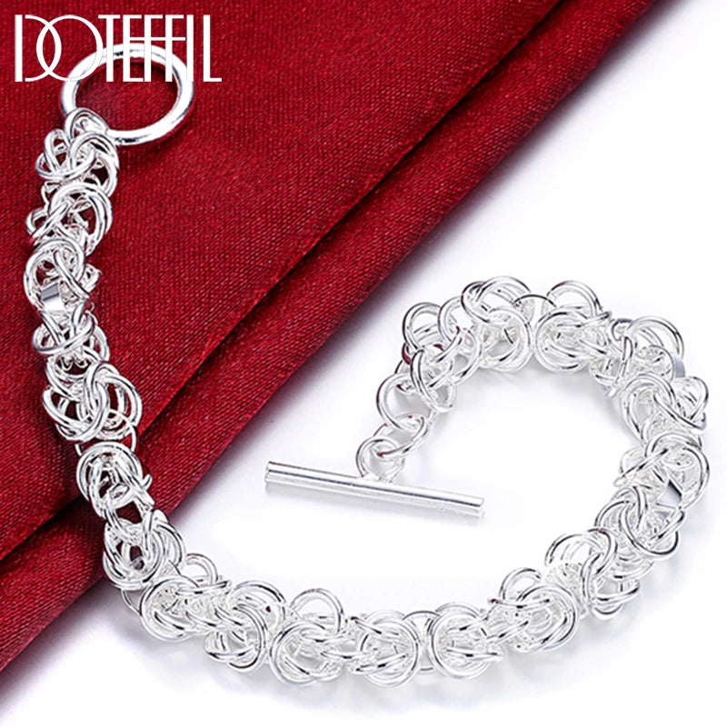 925 Sterling Silver Geometry Bracelet for Women Wedding Party
