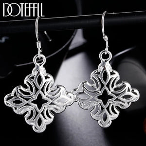 925 Sterling Silver Geometry Pendant Earring for Women Lady