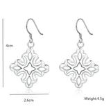 925 Sterling Silver Geometry Pendant Earring for Women Lady
